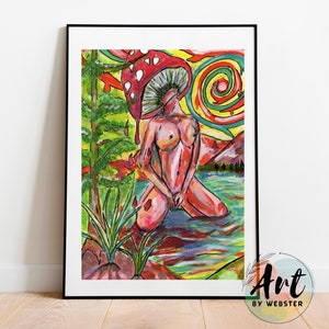 Psychedelic Art Print, A4 Original Art Print, Wall Art, Fine Art Print, Cactus Art Print, Wall Decor