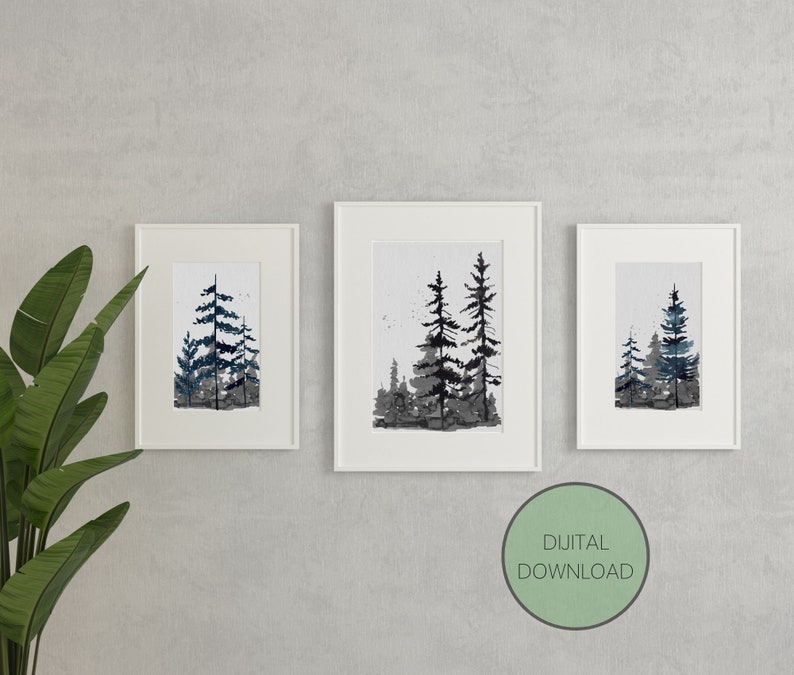 Printable Watercolor Wall Art Wall Set of 3 Printsmisty - Etsy