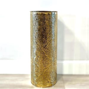 Handmade Brass Umbrella Stand: Vintage Floral Design, 23.5 Inch