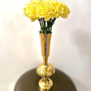 Vintage Vase | Antique Flower Vase | Gold Vase | 14 Inch Design Brass Flower Vase | Antique Vase | 100% Brass | Completely Handmade