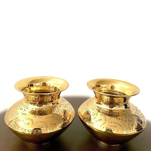 Brass Puja Lota (Set of 2) | Brass Ghoti | Handmade | 100% Brass