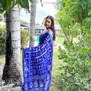 Handworked Bandhani Raw Silk Saree: Traditional Indian Tie-Dye