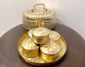 7.5 Inch Brass Spice Box | Masala Box | Completely Handmade | 100% Brass