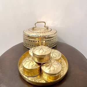 7.5 Inch Brass Spice Box | Masala Box | Completely Handmade | 100% Brass