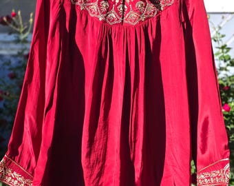 Maroon Silk Zari Embroidery Co Ords Set