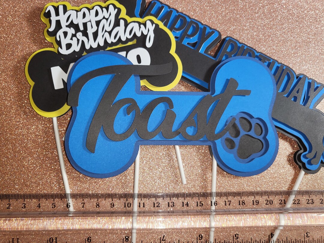 Custom Dog Cake Topper / Dog Bone Birthday Cake Topper / Etsy
