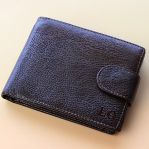 Personalised Genuine Leather Mens Wallet Zip Coin Pocket, Personalized Anniversary Gift for Him/Husband/Dad/Boyfriend/ Groomsmen Valentines.