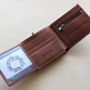 Genuine Leather Zipper Wallet For Men RFID Safe With Coin Pocket and ID window, Best Gift for Retirement,Birthday, Graduation,Anniversary,
