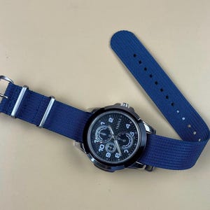 Premium Blue Ribbed Nylon Watch Strap 20mm One Piece Replacement Watch Band 22mm Military Straps for Rolex/Tudor/Seiko/Omega/Oris