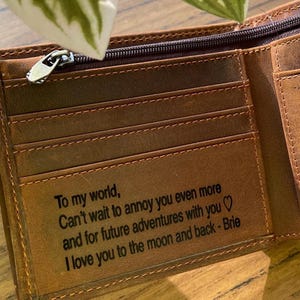 Father's Day Perfect Gift Personalised Wallet with Zip Coin Pocket Men's Custom Leather Wallet Groomsmen Anniversary Gift for Him, Boyfriend