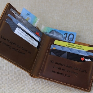 Leather Wallet for Men Personalised Groomsmen Gifts for Him, Minimalist Anniversary Gifts, Fathers day Gift for Husband, Boyfriend,Son,Him