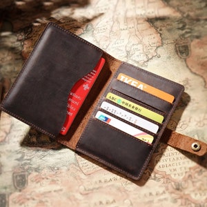 Travel Wallet Leather Passport Holder for Men Travel Wallet Women Passport Holder Personalised Travel Gift for Him Gift for Husband , Dad