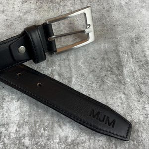 Mens Leather Belt Personalised Perfect Fathers Day Gift, Anniversary Gift for Men/Groomsman/Boyfriend Husband/Him/Dad/ Son Custom Black Belt