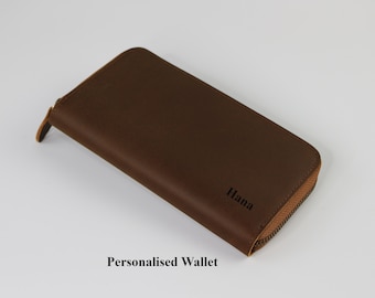 Leather Wallet Women Large Leather Ziparound Wallet Personalised Gift for Her, Womens Wallet Ladies Wallet Womans RFID Wallets for Women