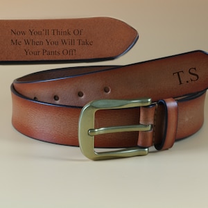 Mens Leather Belt Personalized 3rd Anniversary Gift , Custom Name Belt Unique Gift for Husband/Groomsman/Boyfriend/Fathers Day/Dad/Him/Son