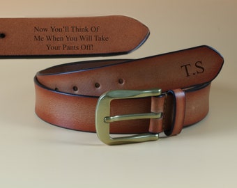 Mens Leather Belt for Men Personalized Leather Belt Anniversary Gift for Men Groomsman Gift for him Personalised Gift for Husband, Dad, Son