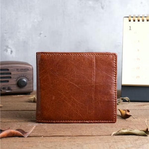 Father's Day Perfect Gift Personalised Wallet with Zip Coin Pocket Men's Custom Leather Wallet Groomsmen Anniversary Gift for Him, Boyfriend