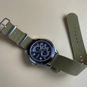 Premium khaki Ribbed Nylon Watch Strap 20mm One Piece Replacement Watch Band 22mm Military Straps for Rolex/Tudor/Seiko/Omega/Oris