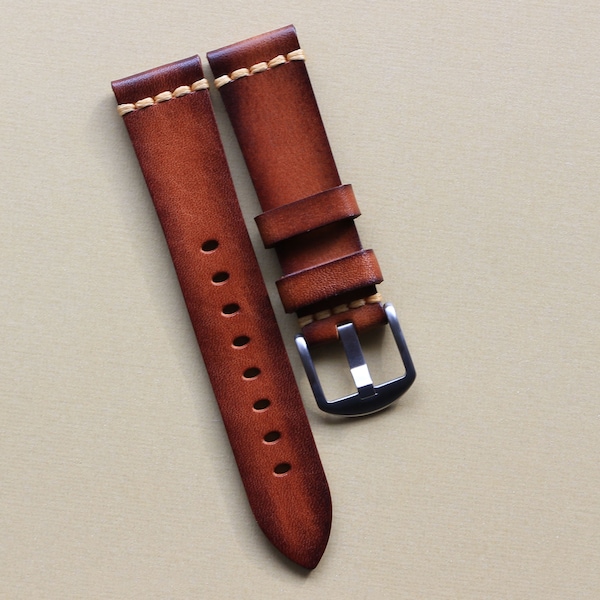 Brown Vintage Italian Leather Watch Strap 20MM Replacement Watch Band 22mm Watch Strap Wristwatch Band Personalised Watch Strap Men/Women