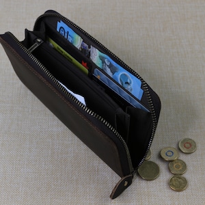 Leather Wallet Women Large Leather Ziparound Wallet Personalised Gift for Her, Womens Wallet Leather Ladies Wallet Womans Wallets for Women