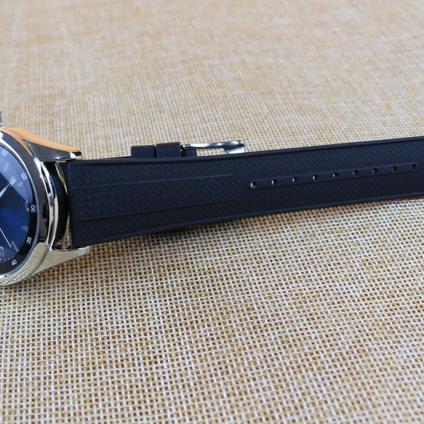 Bracelet de montre en caoutchouc silicone noir 20 mm Bracelet de montre noir 22 mm étanche Bracelet de montre à dégagement rapide Caoutchouc haut de gamme Convient pour Omega ....