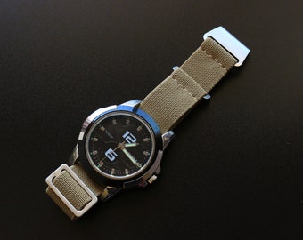 Nizonlaie Cinturino Per Orologio In Nylon Elastico French Troops Cinturino Per Orologio Da Paracadutista Militare Per Uomo Donna Fibbia Nero/Argento 18/20/22mm - Foto 6