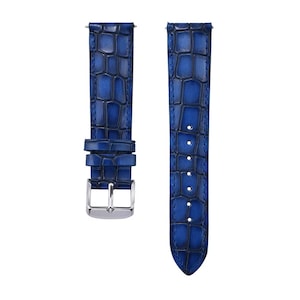 Blue Crocodile Watch Strap 20mm Leather Watch Band 22mm Quick Release Strap for Men Replacement Watch Band for Women Custom Wristwatch Band