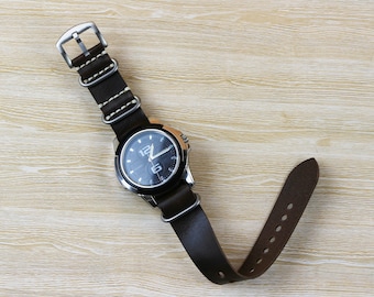 NATO Strap 20mm Nato Watch Band 22mm Nato Straps leather Brown Military Watch Band Suitable for Rolex, Tudor, Seiko, Omega and Casio watches