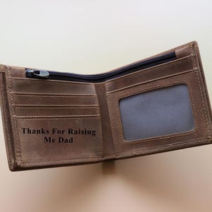 Father's Day Perfect Gift Personalised Leather Wallet with Zip Coin Pocket Mens Custom, Anniversary Gift for Boyfriend/Him/Groomsmen/Son/Dad
