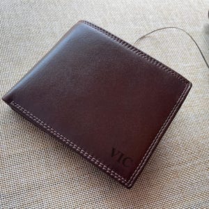 Anniversary Gift Personalised Leather Wallet Men Bifold With Coin Pocket & ID window, Valentines Gift for Him/Boyfriend/Graduation/Birthday