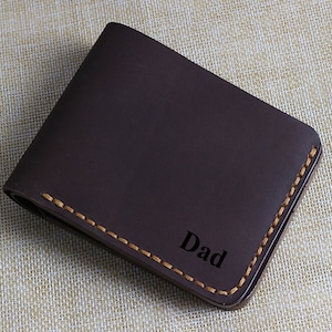 Personalised Handmade Leather Wallet Anniversary Gift for Him/ Husband/Dad/Boyfriend Custom, Valentines Gift for Groomsmen,Son, Graduation