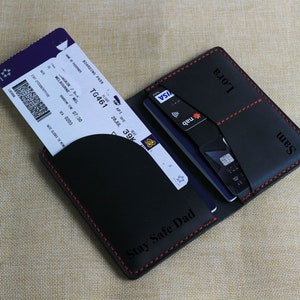 Personalised Leather Travel Wallet Passport Holder for Men Personalized Father's Day Gift for Husband, Anniversary, Christmas/Graduation/Dad