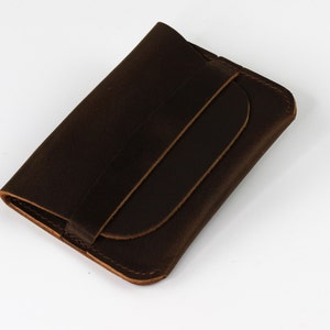 Cartera de cuero minimalista con tarjetero personalizado para hombre, cartera con tarjetero para mujer, regalo personalizado para marido, padre, él o Navidad