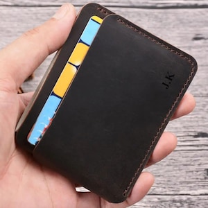 Father's Day Perfect Gift Card Holder Wallet Personalised Minimalist Leather Cardholder Personalized Gift for Men/Husband/Dad/him/Christmas