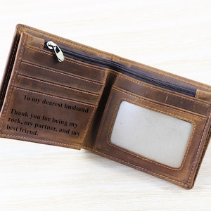 Personalised Leather Wallet for Men Anniversary Gift, Valentine Gift,Birthday Gift ,Groomsmen Custom Wallet Boyfriend/Him/Husband
