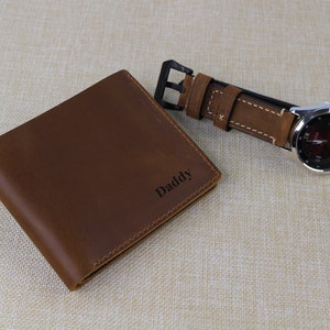 Personalised Wallet Genuine Leather Father's Day Gift , Anniversary Gift for Him/Boyfriend/Son/Husband. Personalized Valentines Day Gift