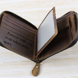 Father's Day Best Gift Personalised Zip Around Leather Wallet for Men with Coin Pocket,Anniversary Gift for Him/ Groomsmen/Husband/Boyfriend