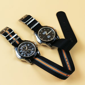Striped Twill Watch Strap 22mm Nylon Watch Strap 20mm One Piece Replacement Watch Band Military Straps for Rolex, Tudor, Seiko, Omega & Oris