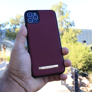 Maroon Phone Case, I Phone 11 Pro Max Case, Custodia per telefono in pelle di lusso, Custodia per telefono personalizzata, Regalo per lei, Custodia per telefono in pelle pieno fiore