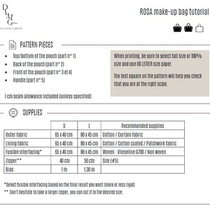Fashion boss Vanity ROSA | 2 | formats PDF download | | Sewing Pattern Make up Bag Sewing Tutorial | Instant download image 9