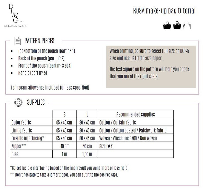Fashion boss Vanity ROSA | 2 | formats PDF download | | Sewing Pattern Make up Bag Sewing Tutorial | Instant download image 9