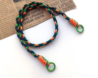 Crossbody Strap|Orange Green|Adjustable Length|Hand Woven