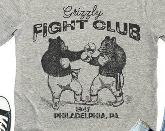 Camiseta de oso, Camisa de boxeo vintage, Regalo para papá, Regalo para el marido, Camiseta gráfica para hombre, Camiseta de oso grizzly, Camisa al aire libre, Regalo de boxeador, Camiseta de papá