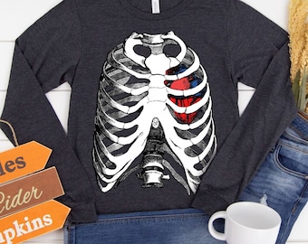 Halloween Shirt, Skeleton Shirt, Halloween Skeleton, Anatomy Shirt, Anatomy Nerd, Anatomy Clothing, Anatomical Skeleton Heart Shirt, Vintage