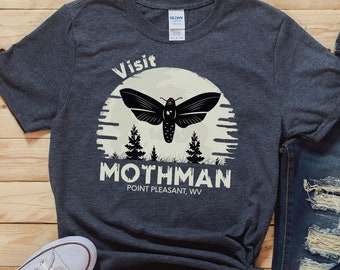 Mothman Shirt, Moth man tshirt, Point Pleasant Tee, Cool Vintage Cryptid Mythical legend Gift, monster shirt, Unisex T Shirt, Graphic Tee