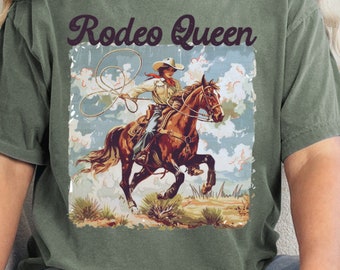 Camisa de vaquera retro, camiseta gráfica occidental, colores cómodos, camisa occidental, camiseta de vaquera, camisas de rodeo, camisas occidentales de rodeo country, reina del rodeo