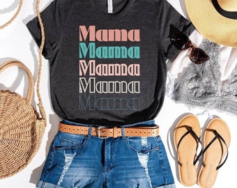Retro Mama Row Shirt, Mama Shirt, Retro Mama Shirt, Mommy Shirt, Retro Mom Shirt, Boho Mama Shirt, Vintage 70's Tee, Mama T-Shirt,Plus Size
