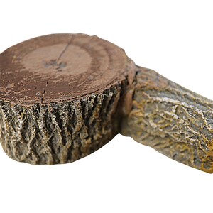 May include: A brown and grey resin log with a hollowed-out section, ideal for use as a reptile hide or decoration in a terrarium.