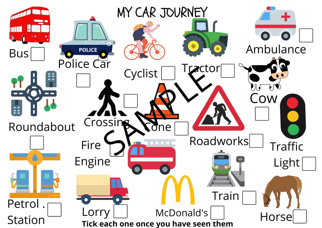 My Car Journey Spotter Card keep Young Children Occupied During Long Journeys Etsy