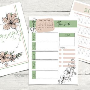 Floral Printable Planner- 12 month PDF planner-digital planner